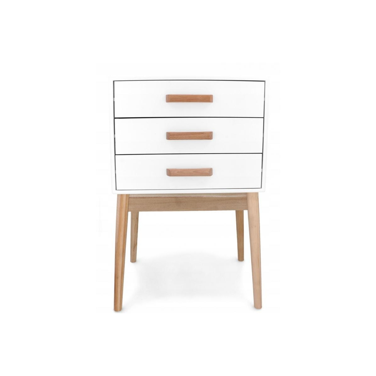 Masa de noapte albă cu 3 sertare