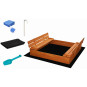 Cuib de nisip mare pentru copii cu bănci, 150x150 cm