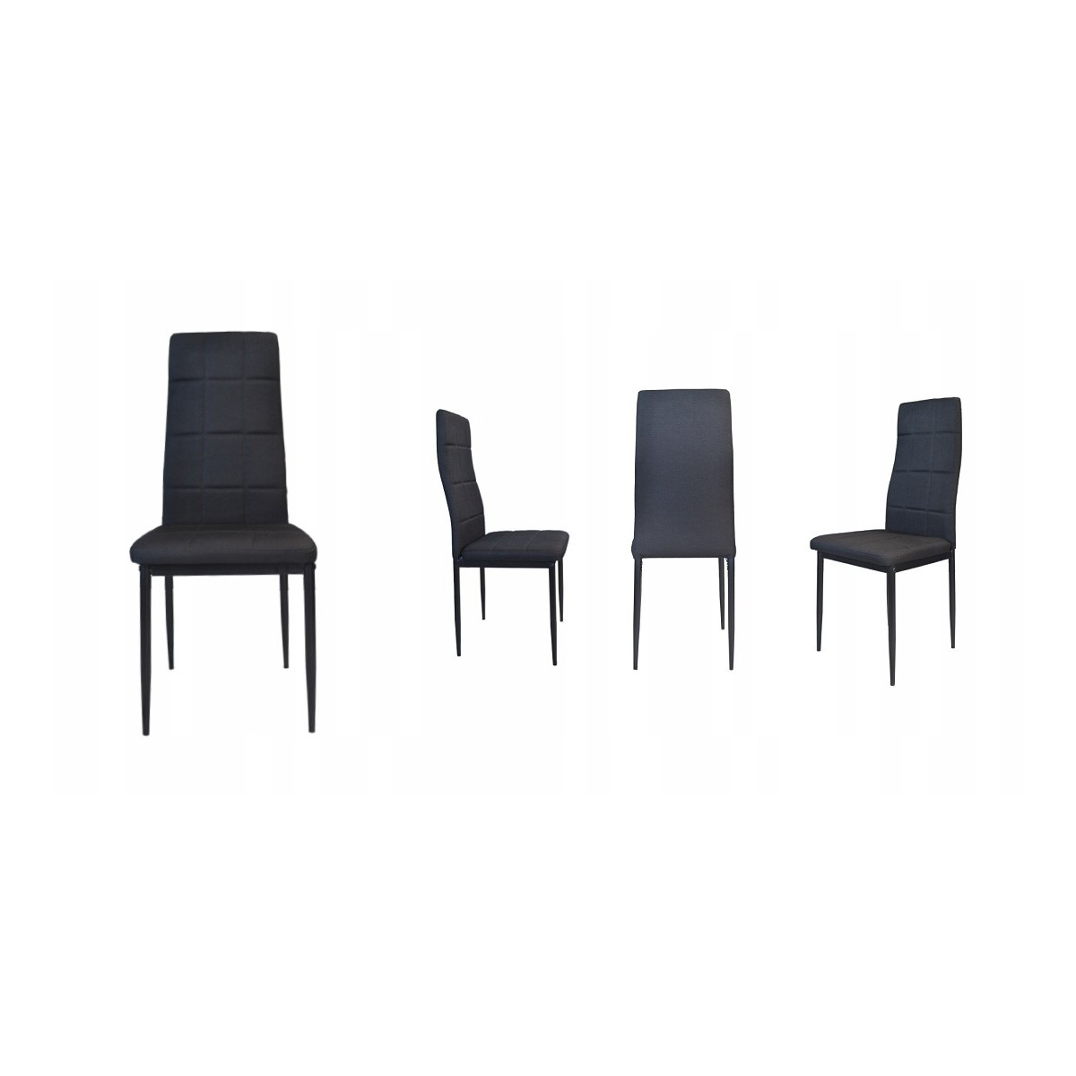 Scaun de bucătărie din material textil, capitonat, de culoare neagră