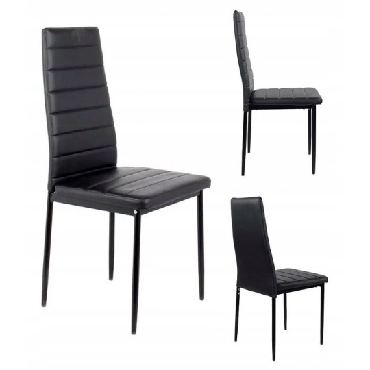 Scaun de dining negru din piele ecologică