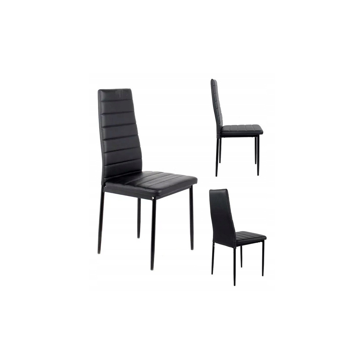 Scaun de dining negru din piele ecologică