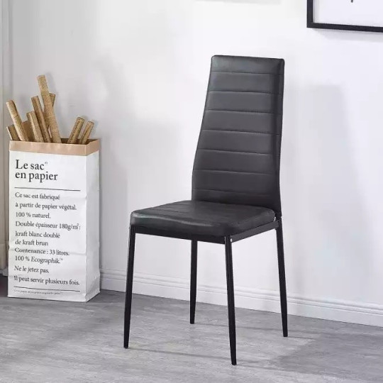 Scaun de dining negru din piele ecologică