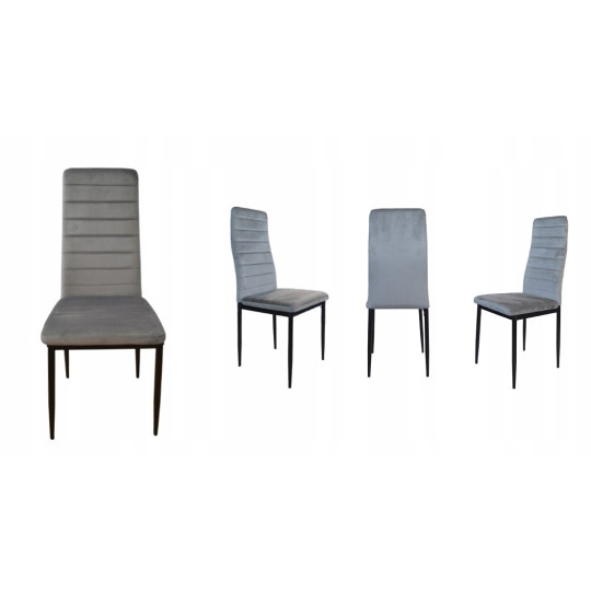 Scaune de bucătărie din catifea gri cu cusături