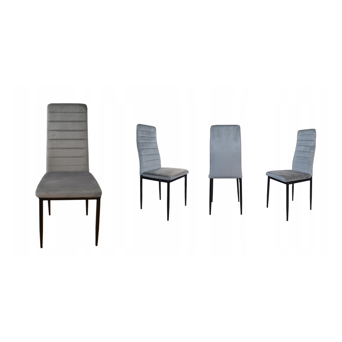 Scaune de bucătărie din catifea gri cu cusături