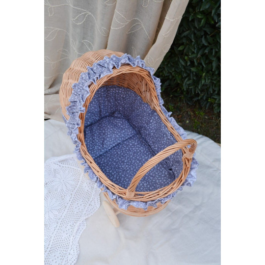 Cărucior din ratan pentru copii cu păturică pentru păpuși