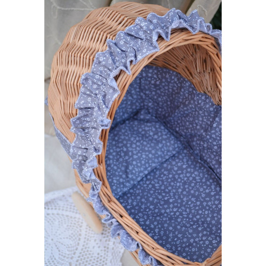 Cărucior din ratan pentru copii cu păturică pentru păpuși