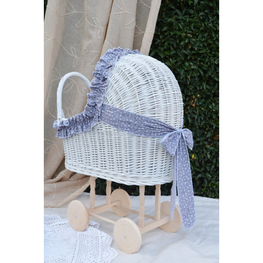 Jucărie de calitate pentru copii - cărucior din rattan de culoare albă