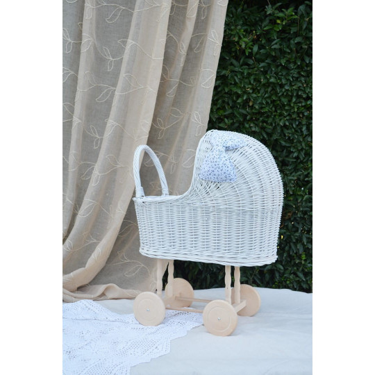 Cărucior original din rattan pentru păpuși