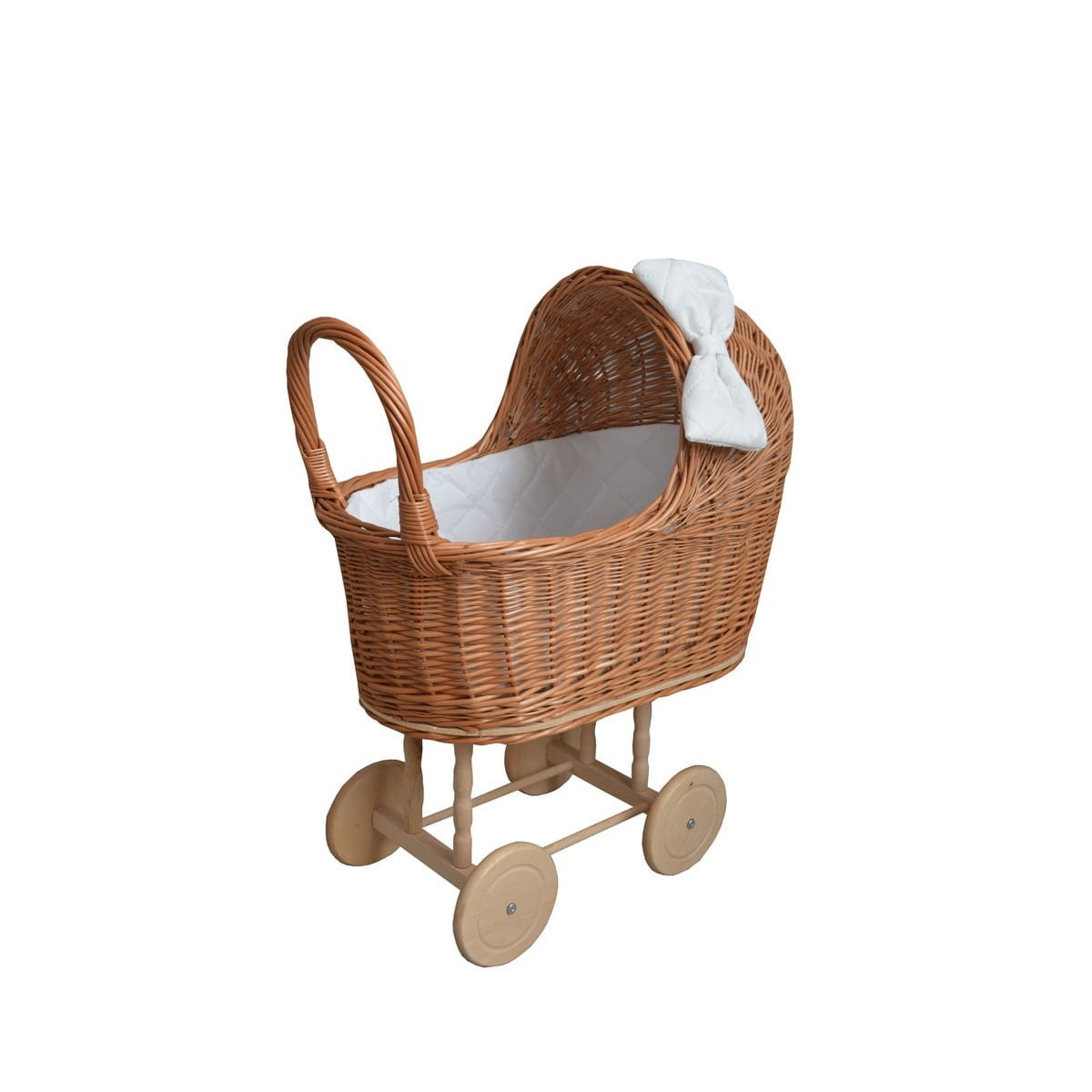 Căruț de păpuși din ratan, fabricat manual