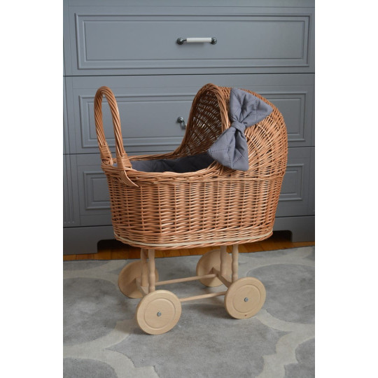 Retro cărucior pentru păpuși cu umplutură gri