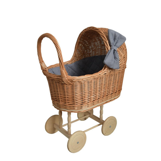 Retro cărucior pentru păpuși cu umplutură gri