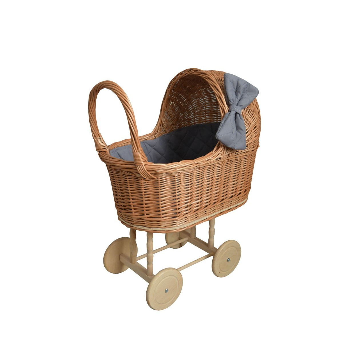 Retro cărucior pentru păpuși cu umplutură gri