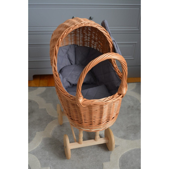 Retro cărucior pentru păpuși cu umplutură gri