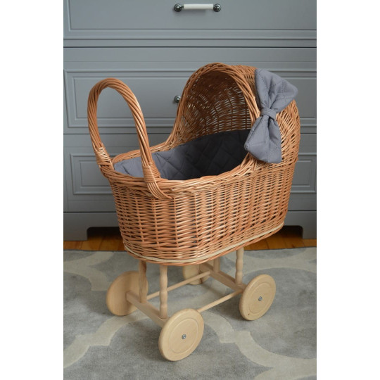 Retro cărucior pentru păpuși cu umplutură gri