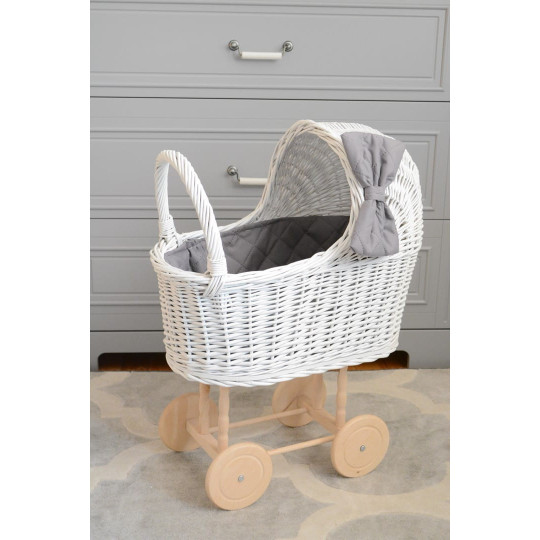 Cărucioare de păpuși din ratan de calitate, de culoare albă