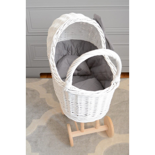 Cărucioare de păpuși din ratan de calitate, de culoare albă