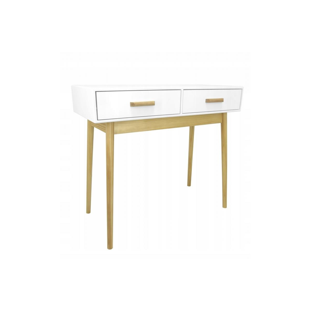 Masa de cafe scandinavă albă cu 2 sertare 90x40x79 cm