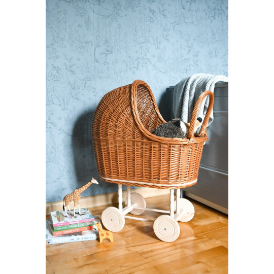 Cumpărătură manuală de cărucior pentru păpuși de culoare maro