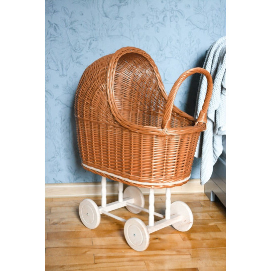 Cumpărătură manuală de cărucior pentru păpuși de culoare maro