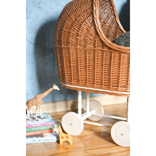 Cumpărătură manuală de cărucior pentru păpuși de culoare maro