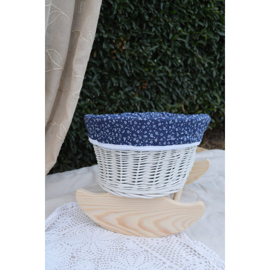 Culoare albă leagăn original pentru păpuși cu pilotă albastră