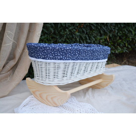 Culoare albă leagăn original pentru păpuși cu pilotă albastră