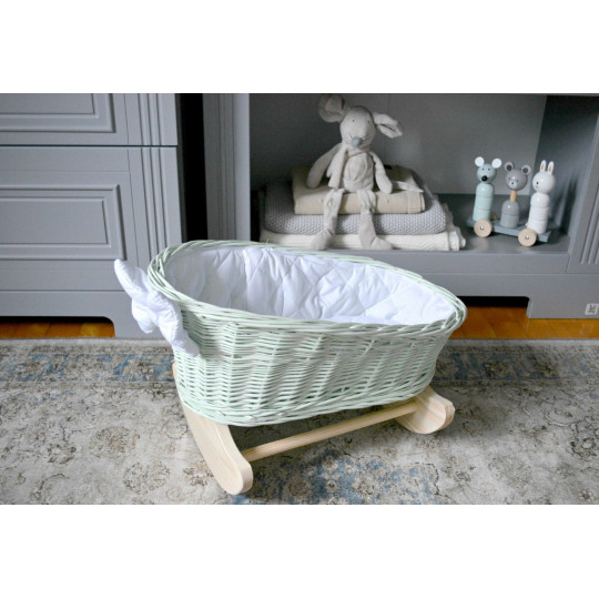 Cărțițe pentru păpuși de culoare verde cu pernă albă.