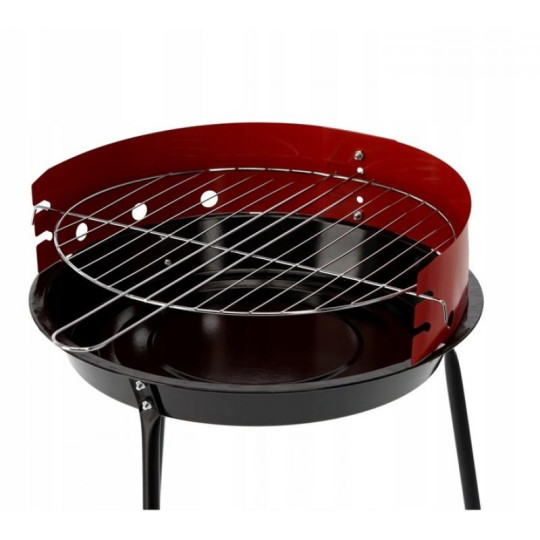 Grătar rotund de grădină pe cărbune de culoare roșie 41x33,5x46,5 cm