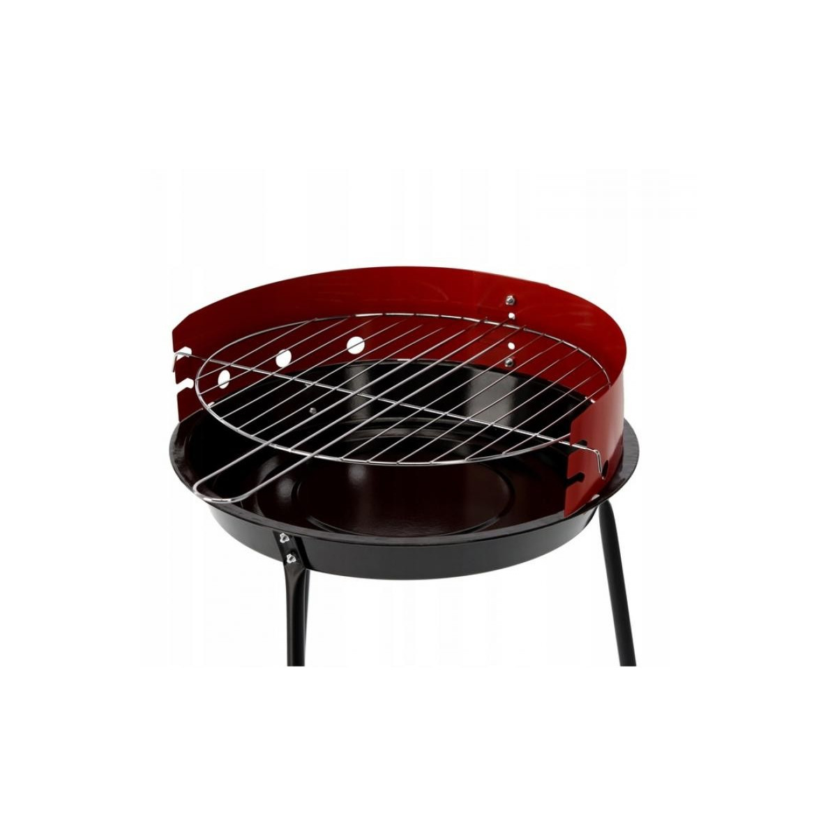 Grătar rotund de grădină pe cărbune de culoare roșie 41x33,5x46,5 cm