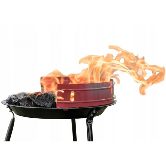Grătar rotund de grădină pe cărbune de culoare roșie 41x33,5x46,5 cm