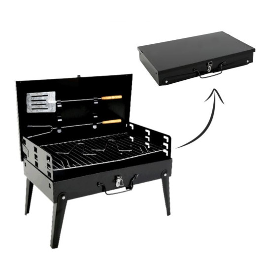 Grătar de camping portabil cu accesorii 44x23x48 cm