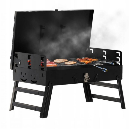Grătar de camping portabil cu accesorii 44x23x48 cm