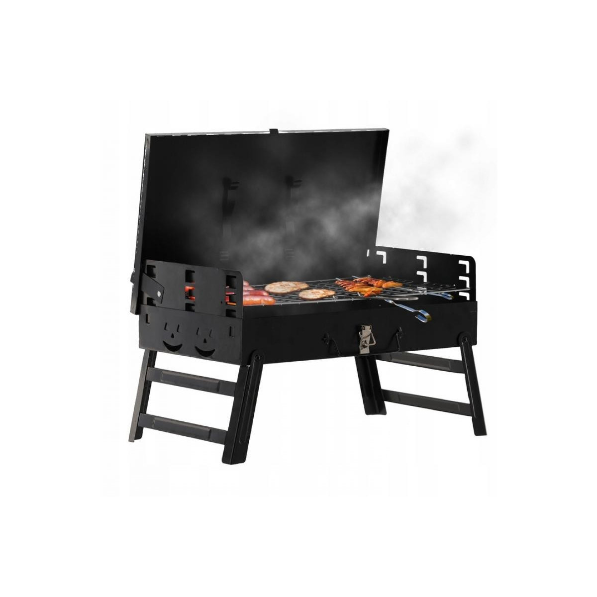 Grătar de camping portabil cu accesorii 44x23x48 cm