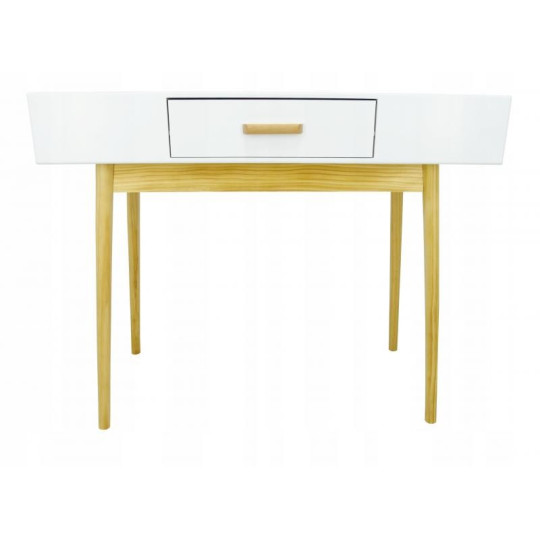 Meseu în stil scandinav, de culoare albă, cu 1 sertar