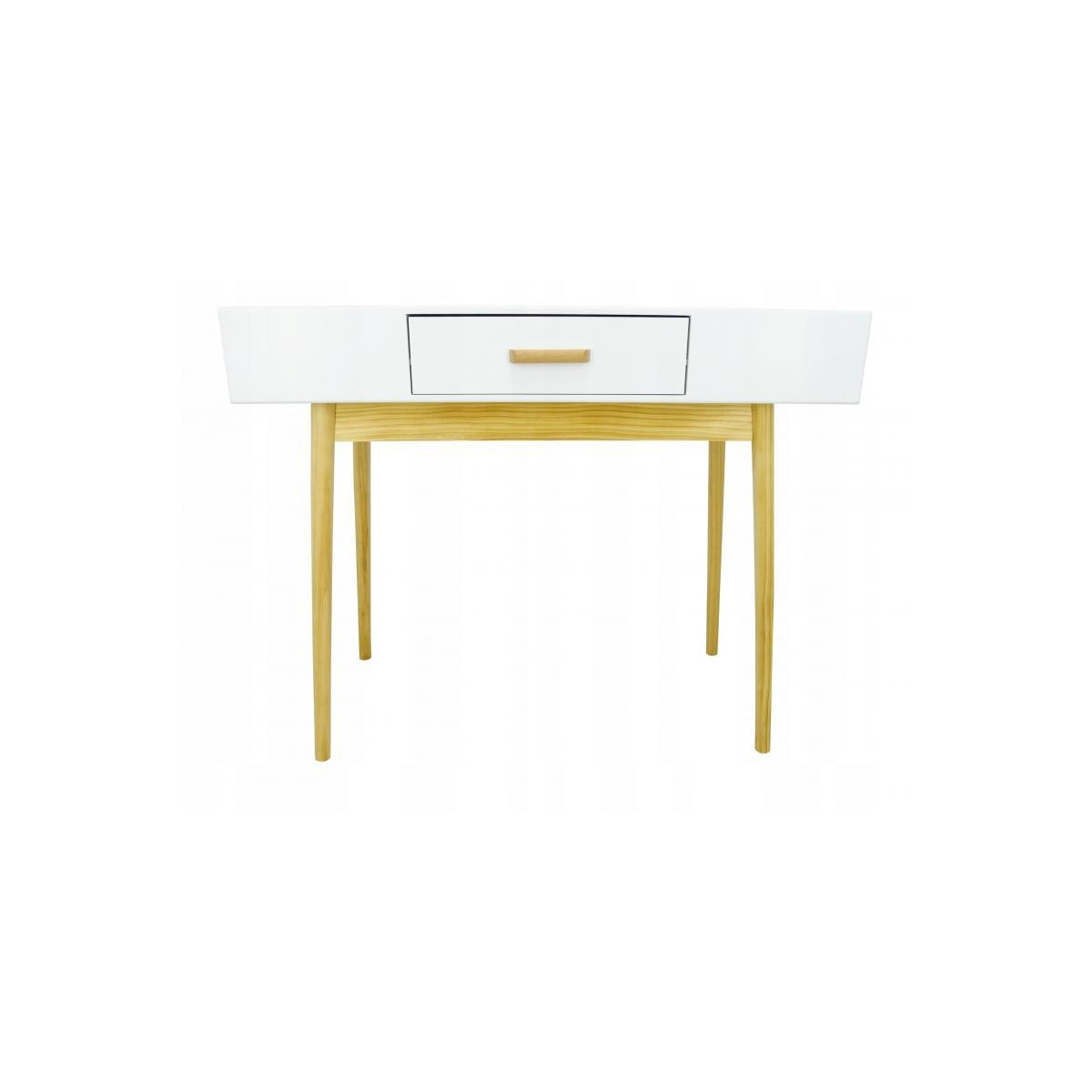 Meseu în stil scandinav, de culoare albă, cu 1 sertar