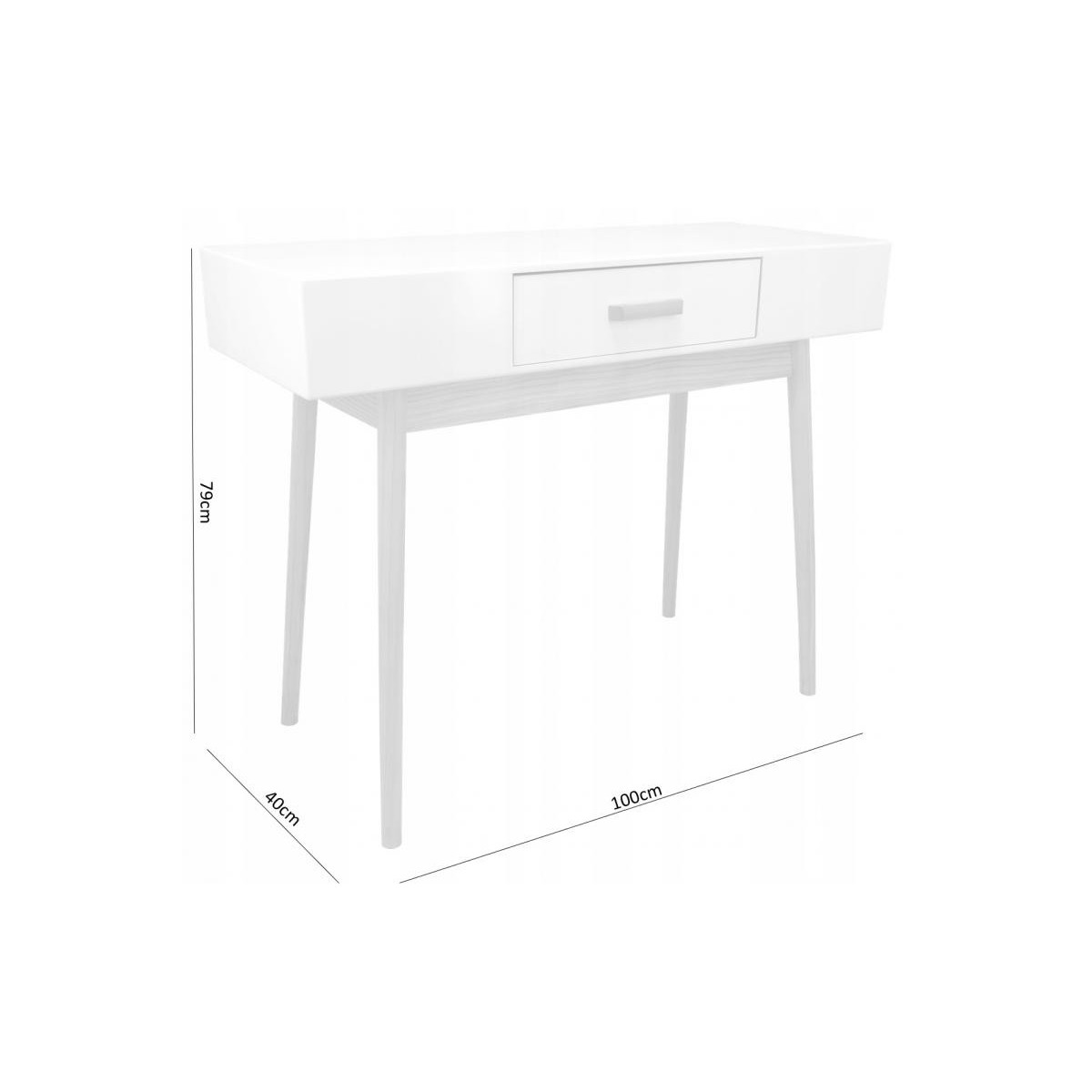 Meseu în stil scandinav, de culoare albă, cu 1 sertar