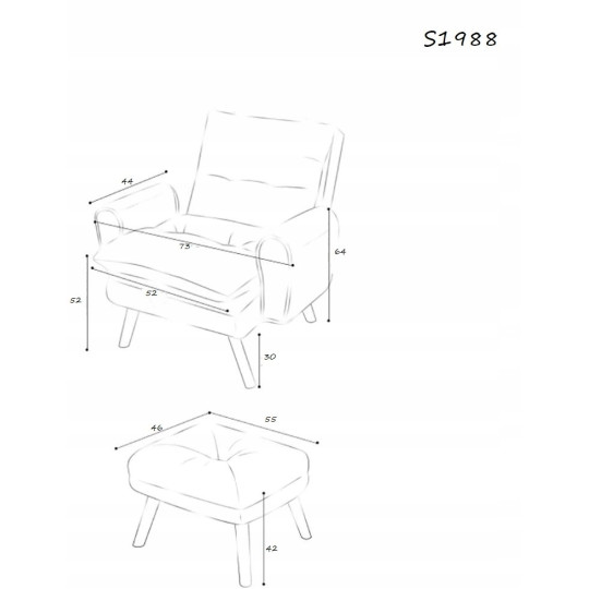 Scaune moderne cu urechi în culoarea albastră cu taburet.