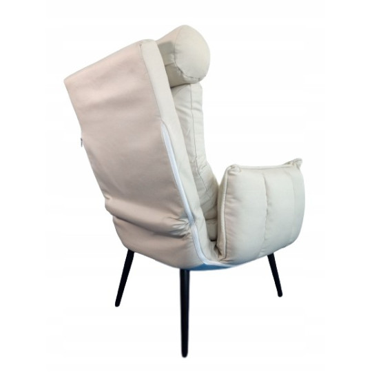 Scaune moderne cu urechi în culoarea albastră cu taburet.