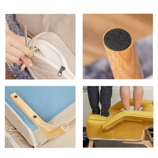 Kreslo ušiak în culoare albastră cu taburet.