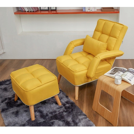 Fotoliu cu spătar înalt, căptușită, de culoare galbenă