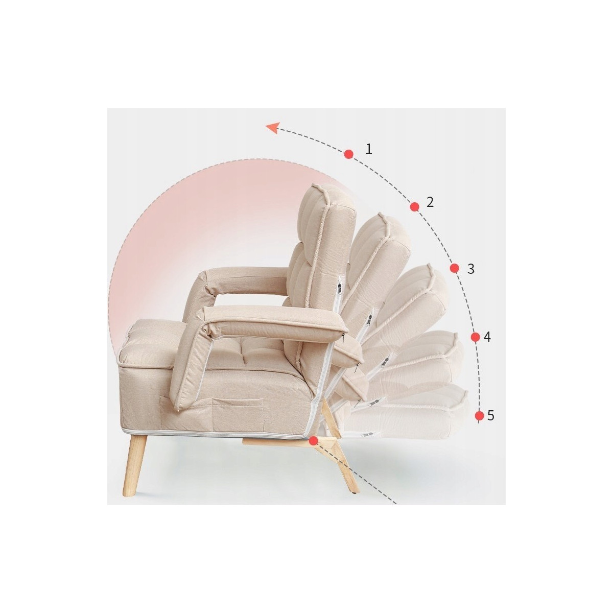 Scaunul original tip "ušiar" în culoarea gri + otomana
