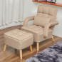 Fotoliu bej cu taburet la super preț