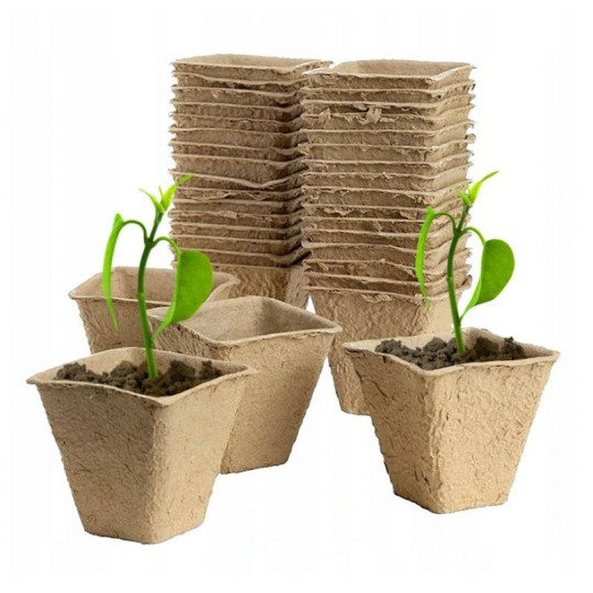 Set de 18 ghivece din turbă 80x80x80 mm