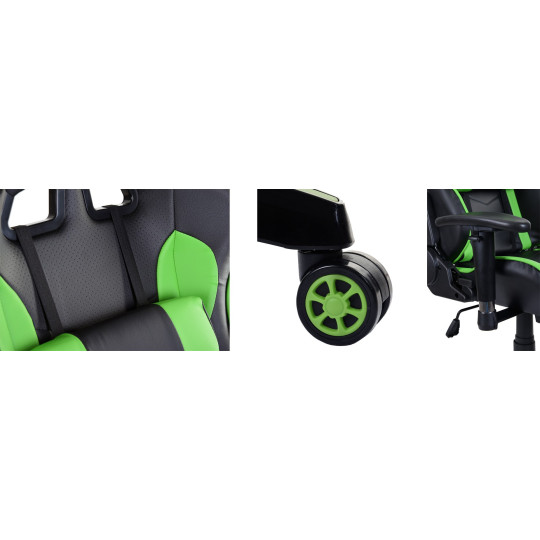 Scaune de gaming verzi cu suport reglabil pentru spate