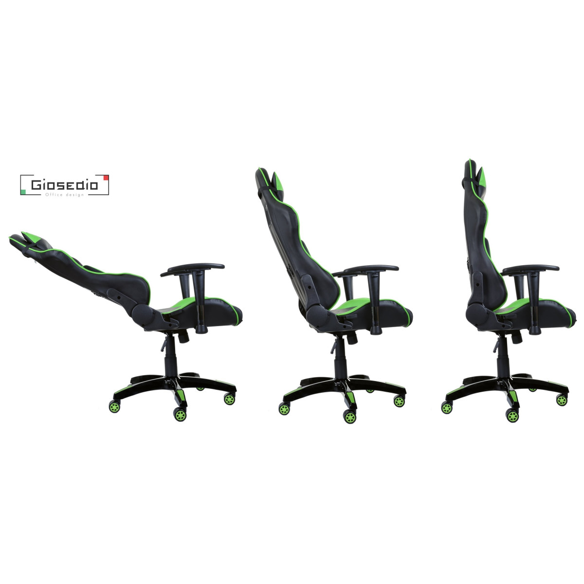 Scaune de gaming verzi cu suport reglabil pentru spate