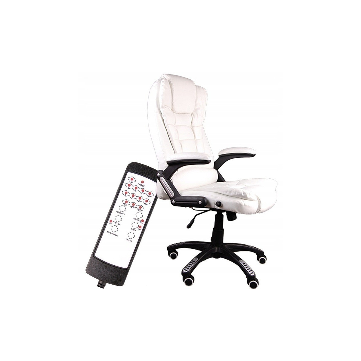 Scaun de birou modern, de culoare albă, cu funcție de masaj