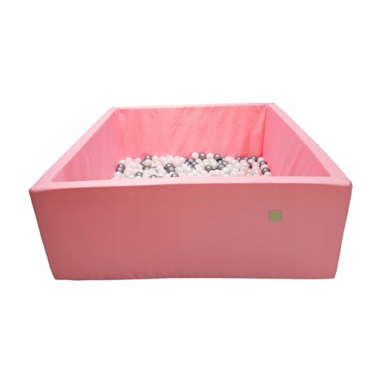 Piscină uscată pentru copii de culoare roz, 130x130 cm, cu 600 de bile