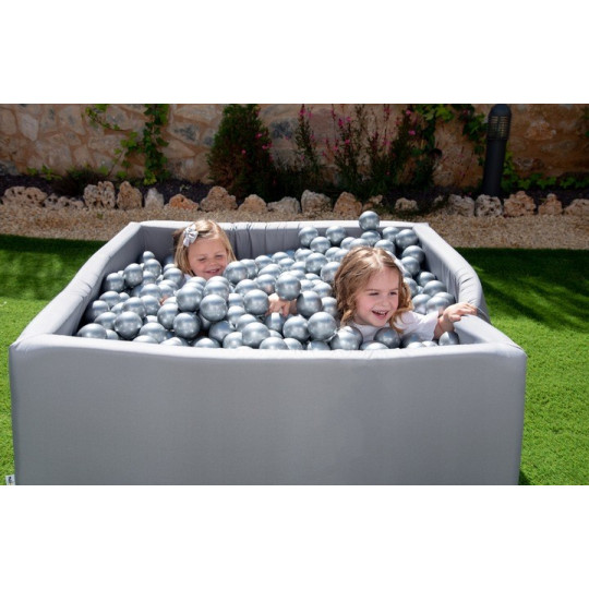Piscină uscată ieftină cu bile de culoare gri 130x130 cm