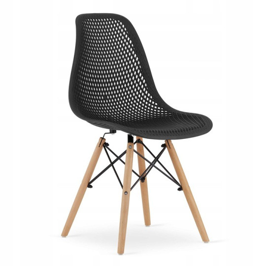 Scaun scandinav cu design original pentru dining și living, de culoare neagră