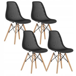 Scaun scandinav cu design original pentru dining și living, de culoare neagră